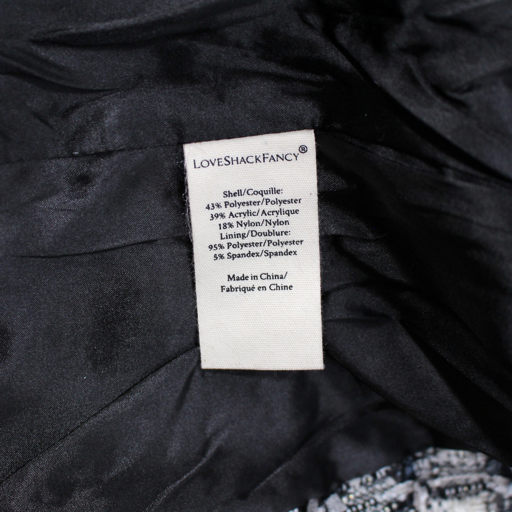 LoveShackFancy Lace Black Plaid Patrick Blazer 2 NEW Cropped Ivory Tweed Jacket - Picture 8 of 9